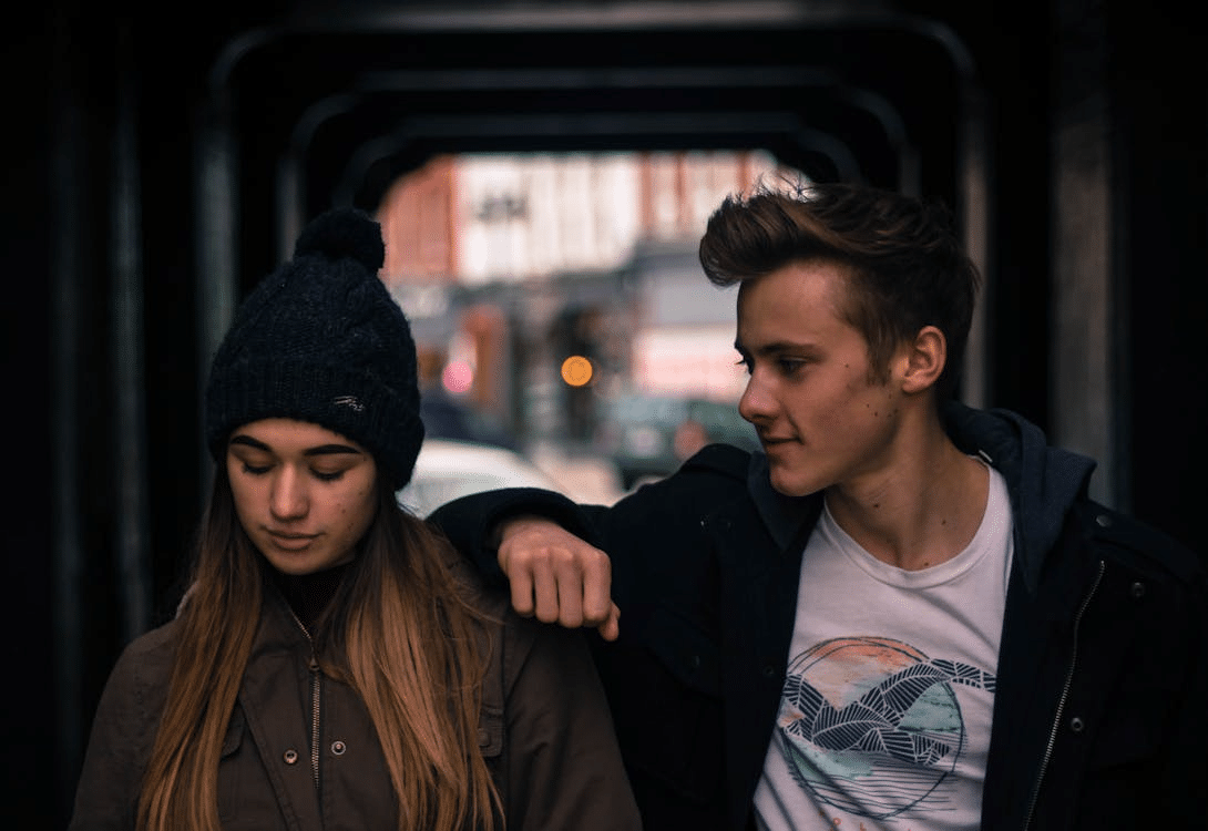 A couple spending time outside
