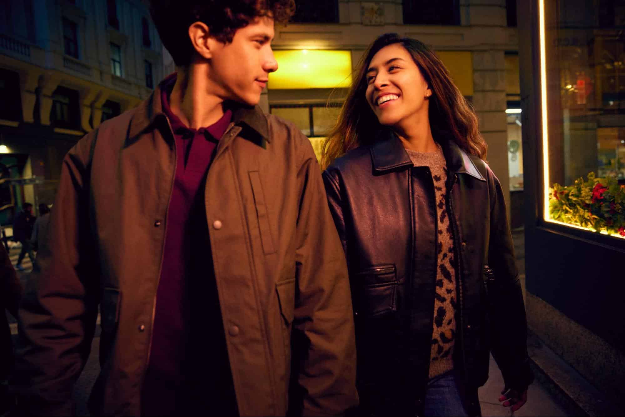 A man and woman walking