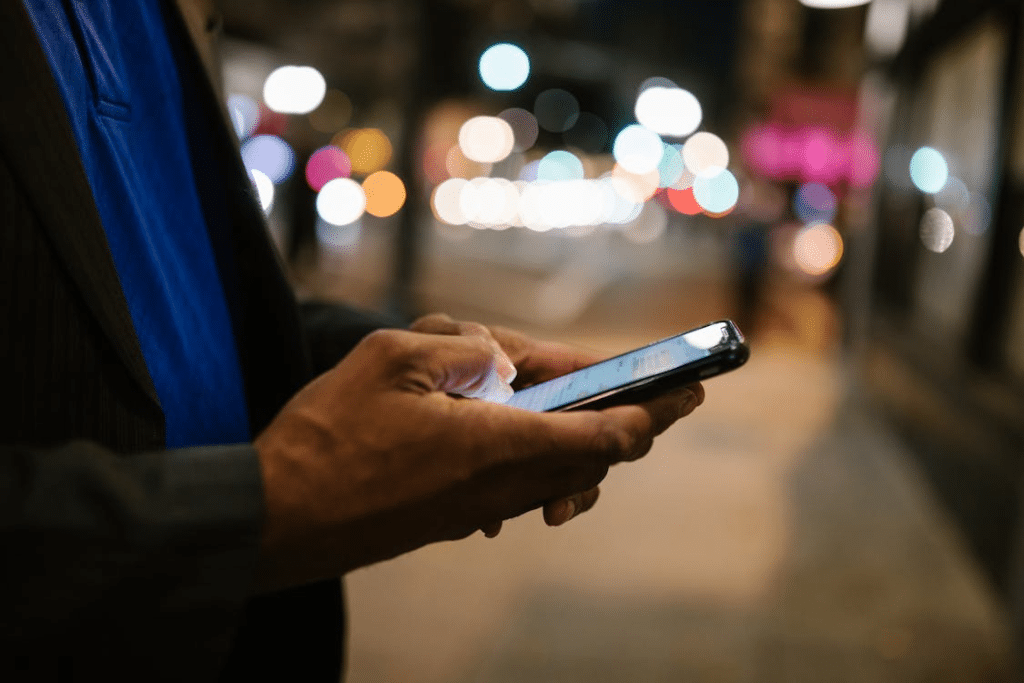 A man texting