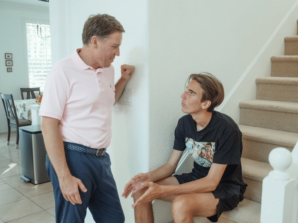 A father talking to his son