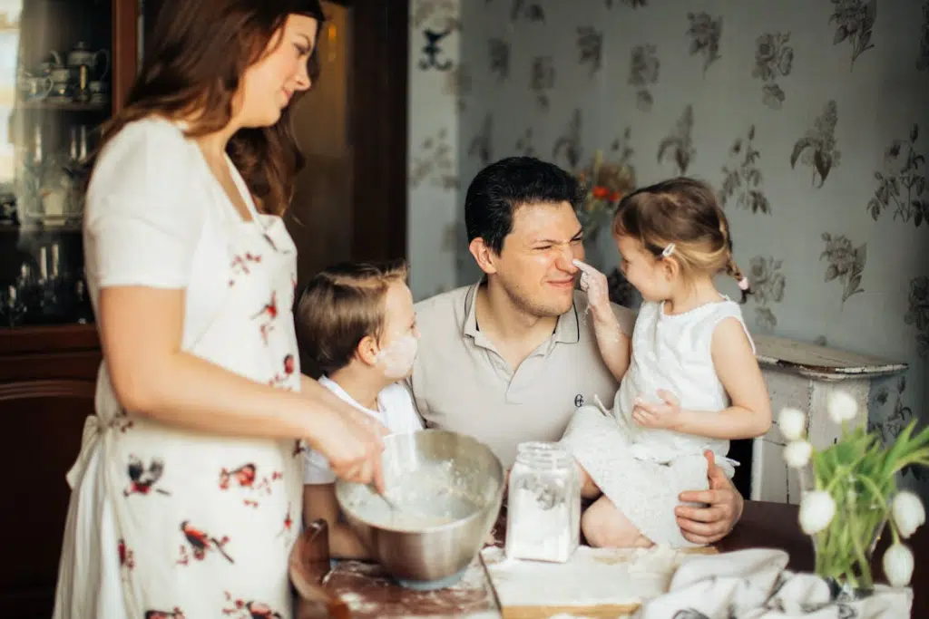 Kids playing with their step-dad