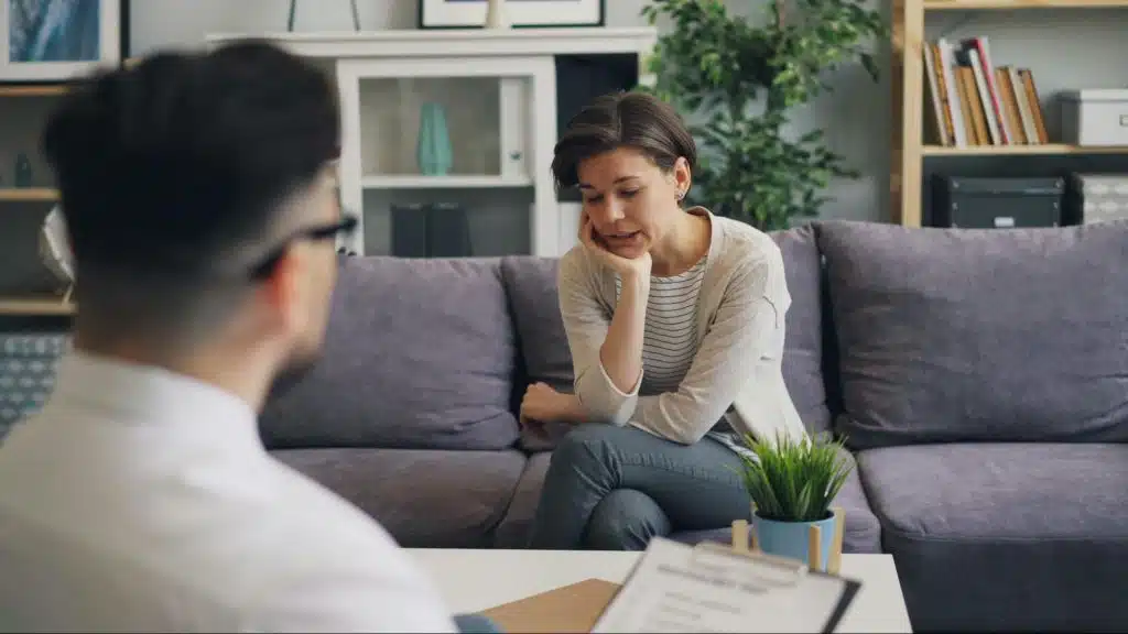 A man and woman having a conversation
