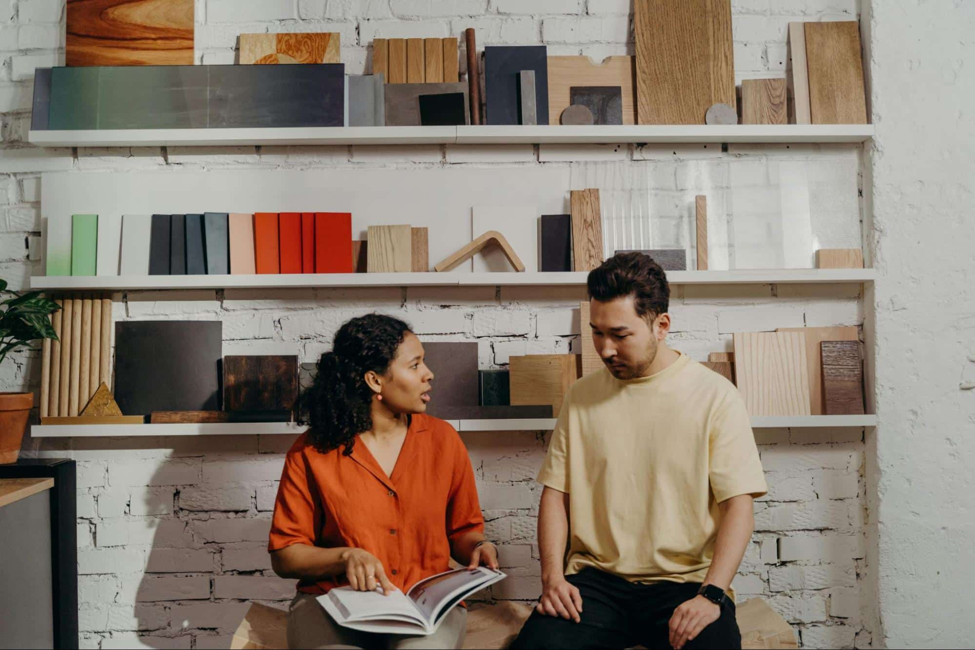 A man and woman talking