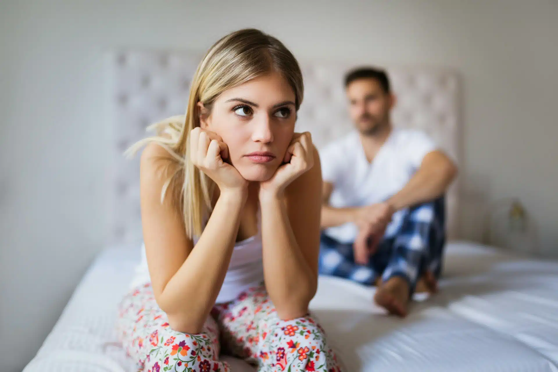 A woman ignoring the man.