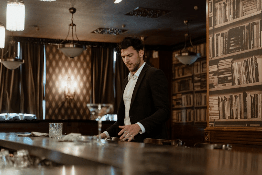 A man at a bar