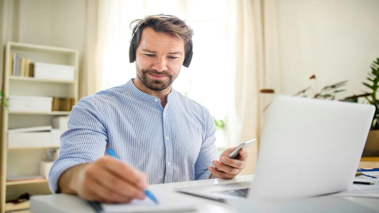 A man working from home 