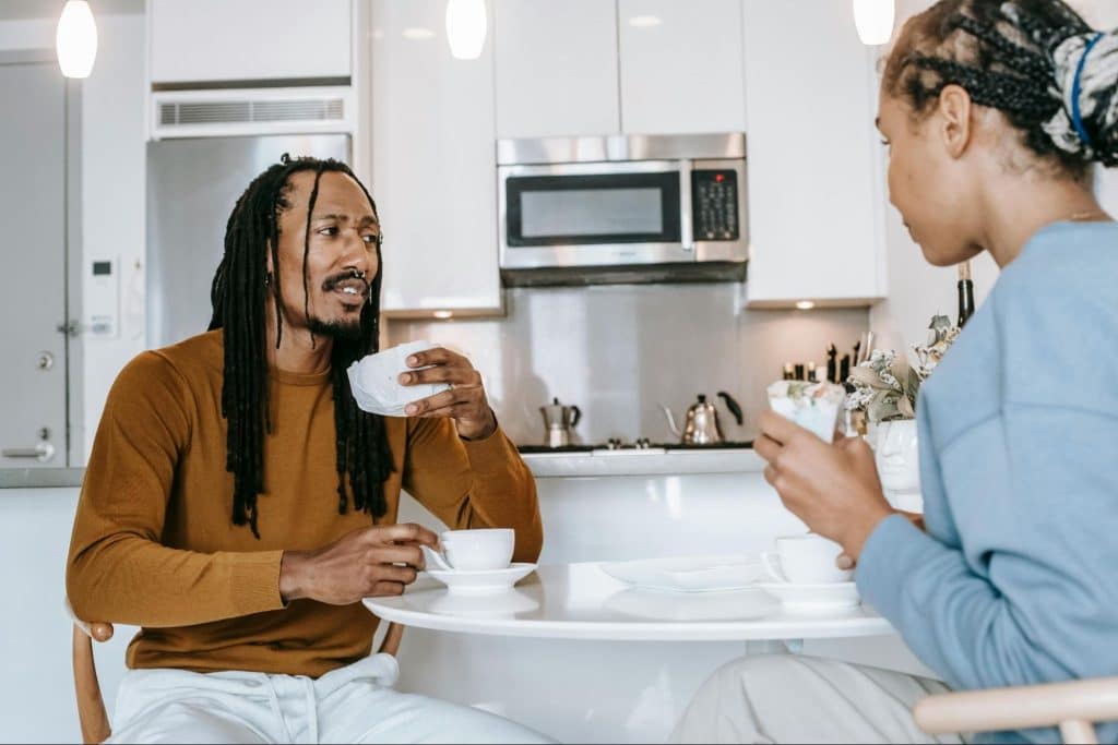 A man interrupted woman