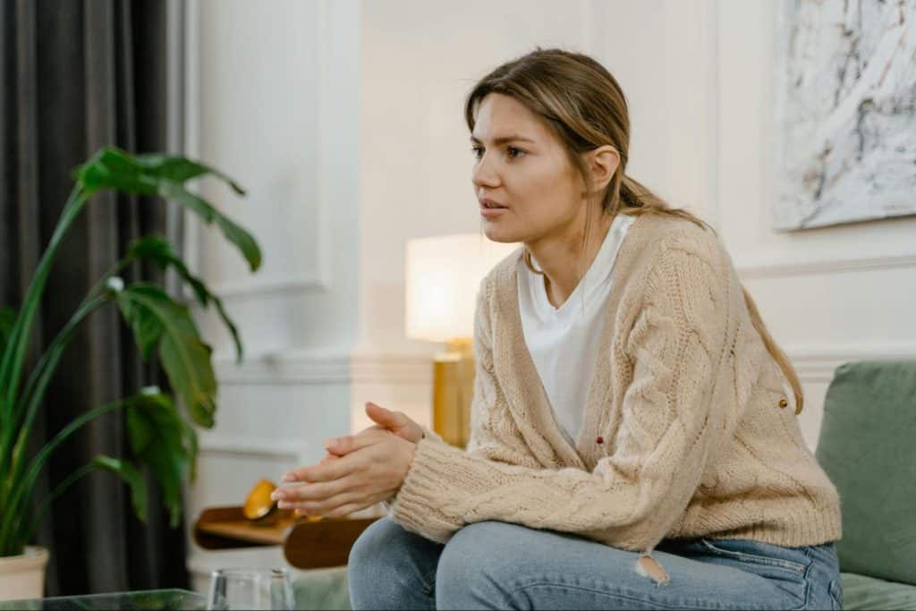 A woman overthinking
