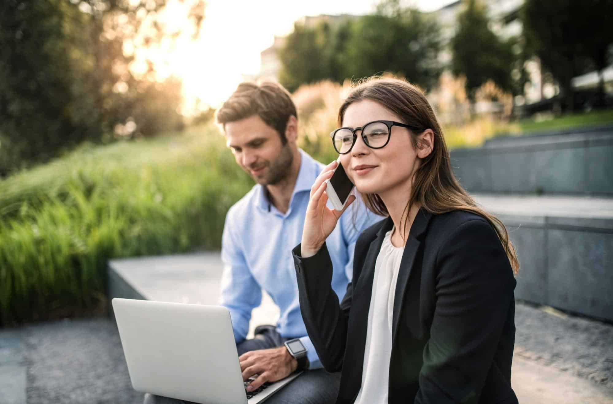 A man and woman working together