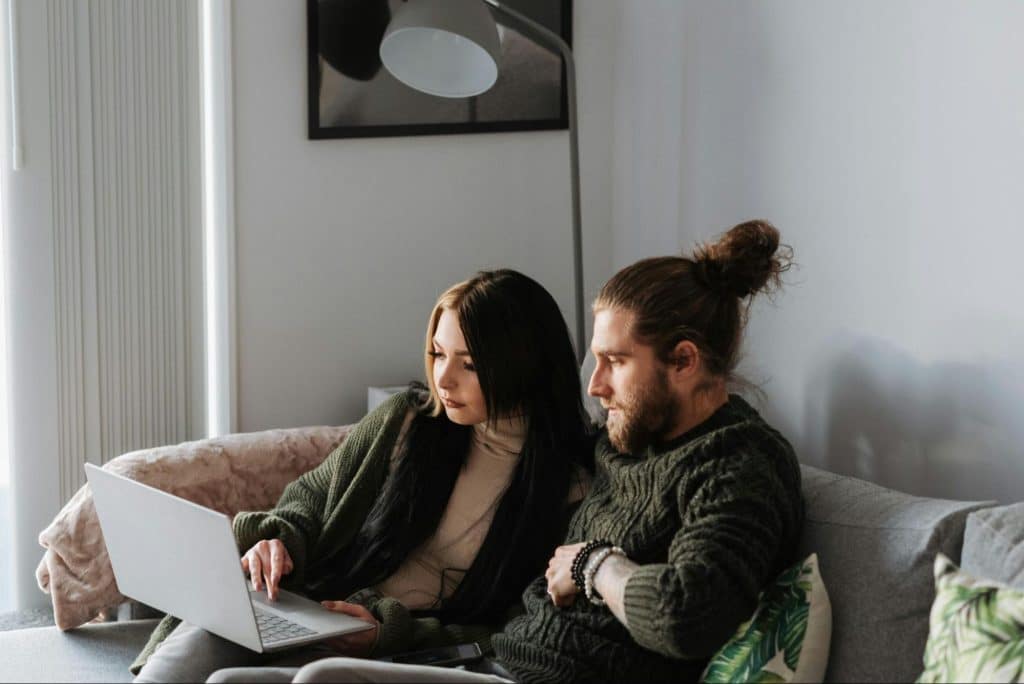 A man and woman sitting