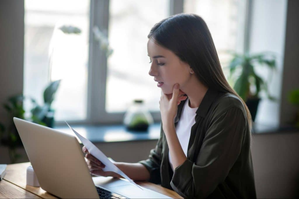 A woman busy with work