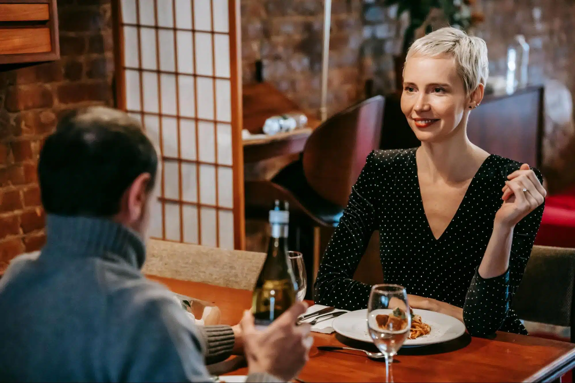 A man and woman talking