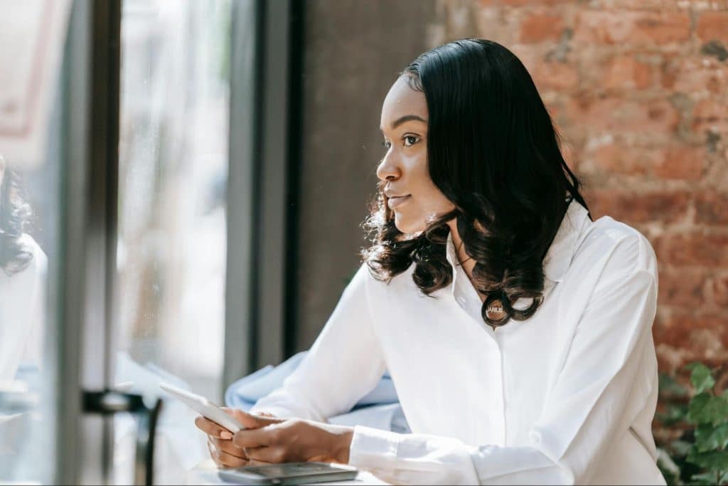 A woman thinking