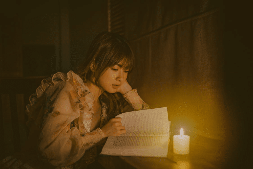 A woman reading a book