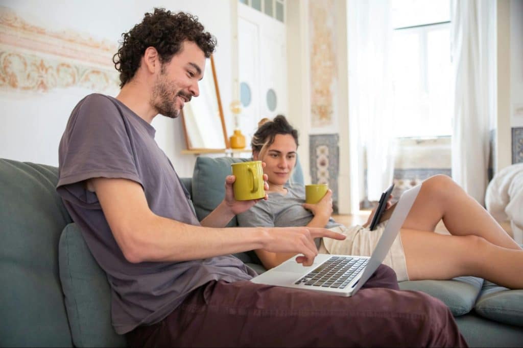 A man and woman at home
