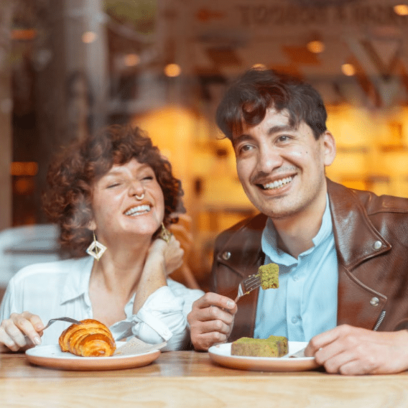 A couple on a coffee date