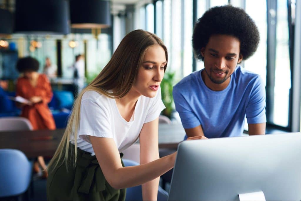 A man and woman being a team