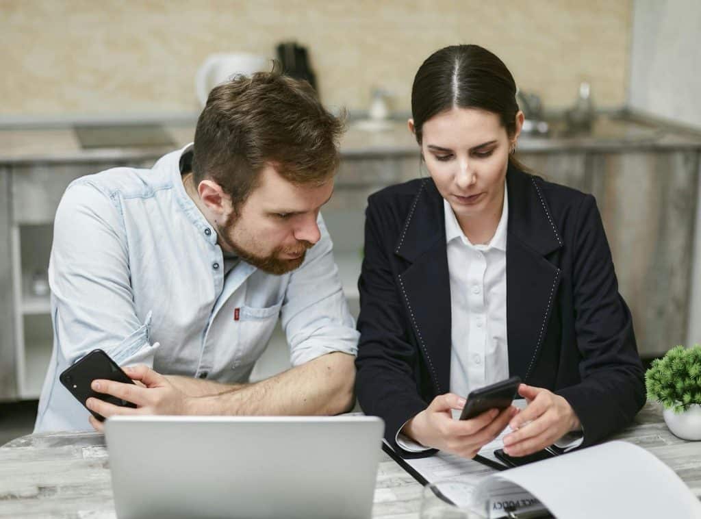 A man letting a woman talk 