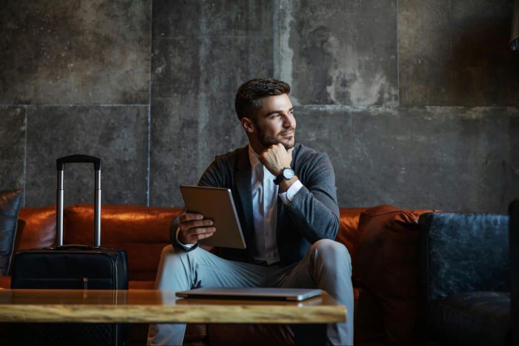 A man sitting at the couch