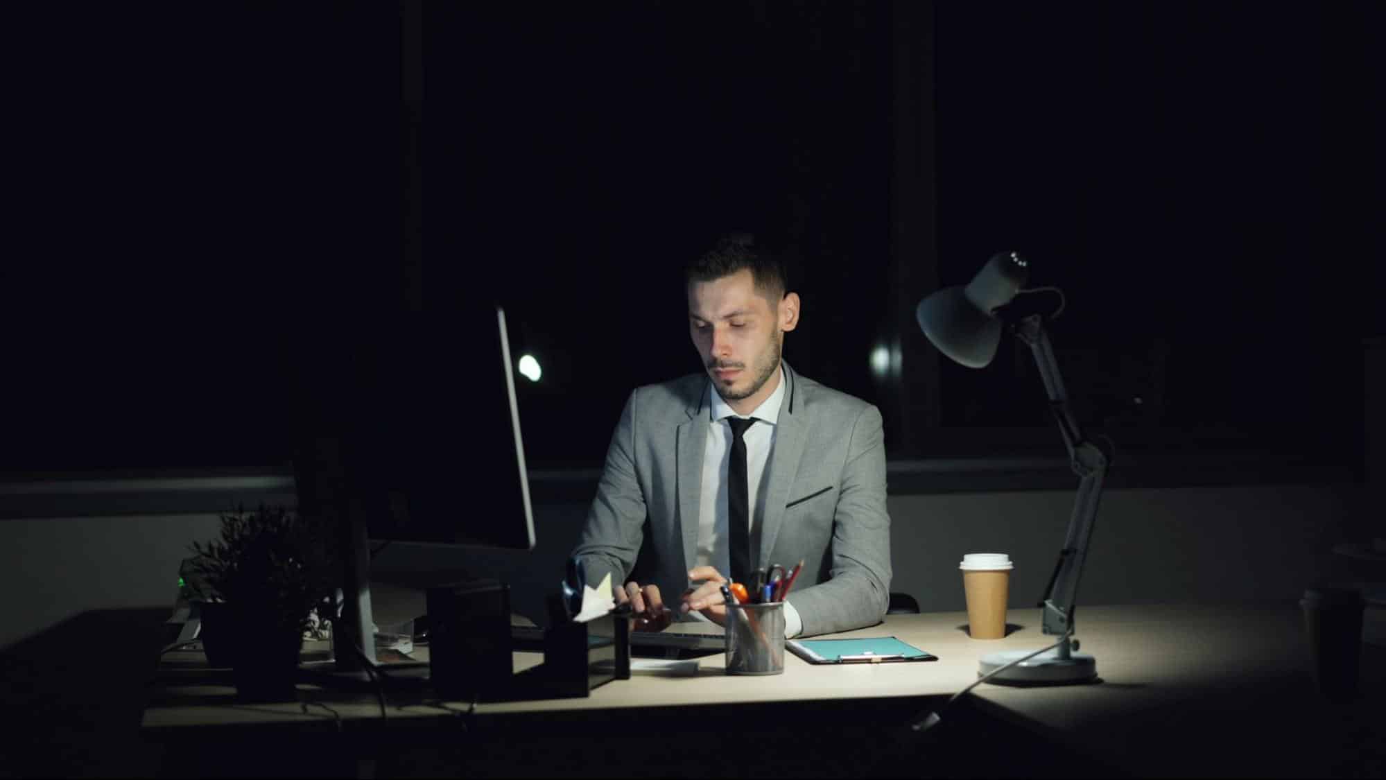 A man working alone