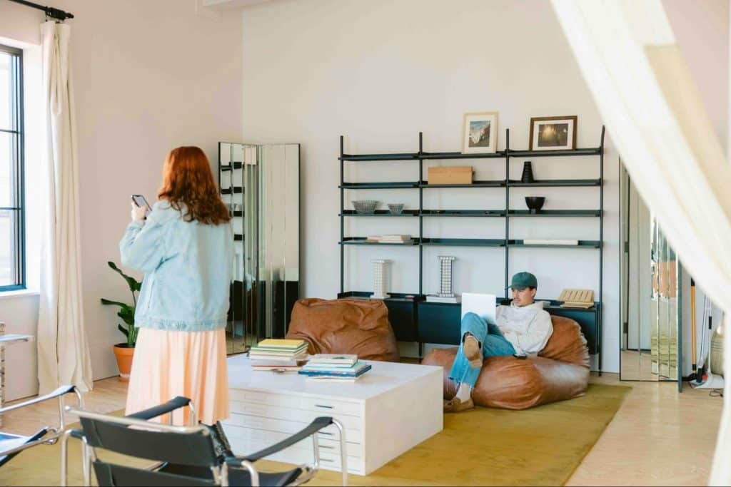 A man and woman at home