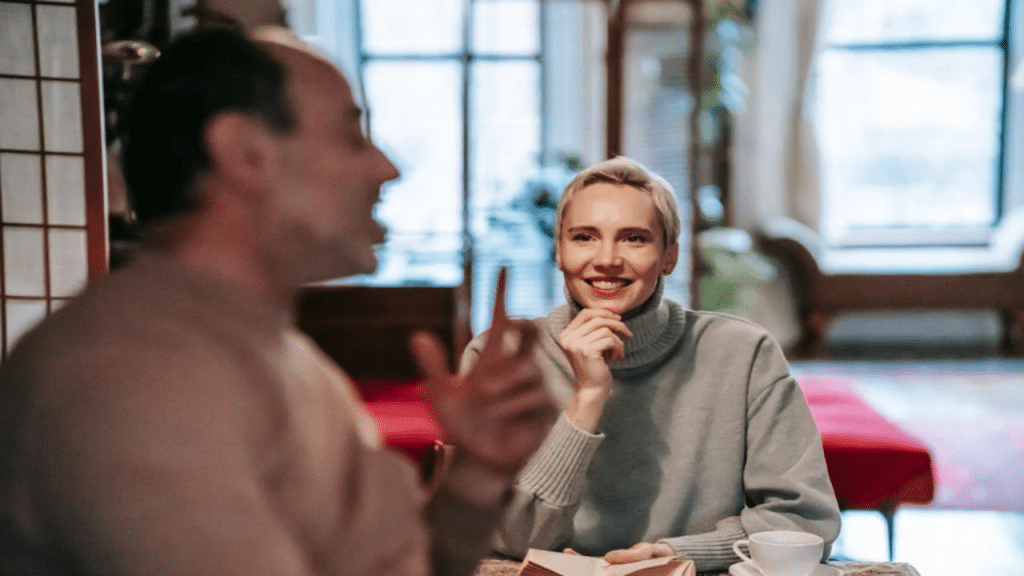 A couple on a coffee date