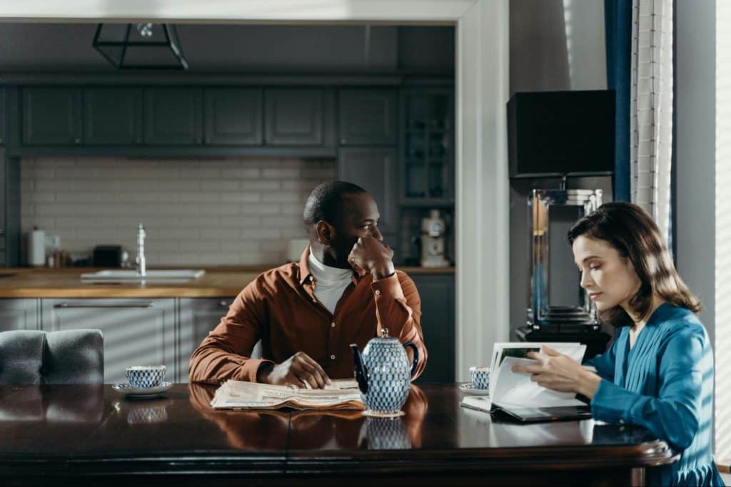 A man and woman not talking