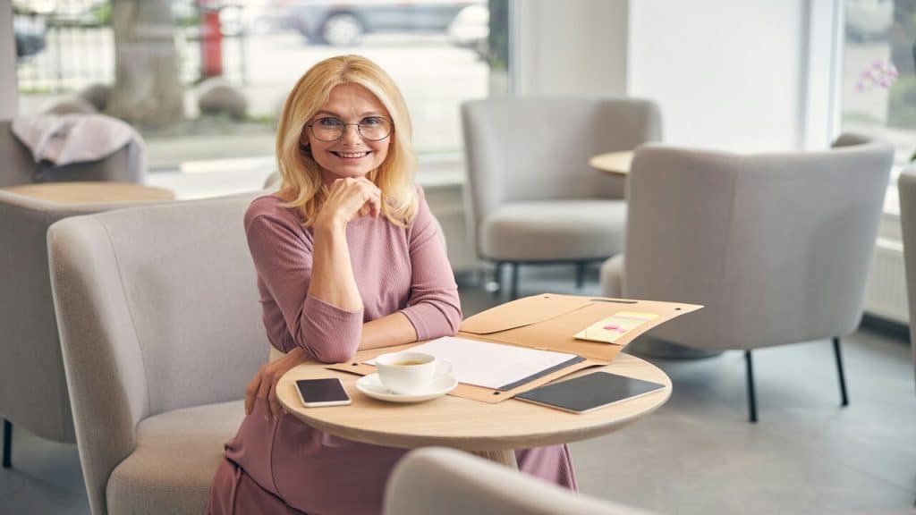 A beautiful mature woman working