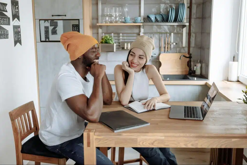 A man and woman at home