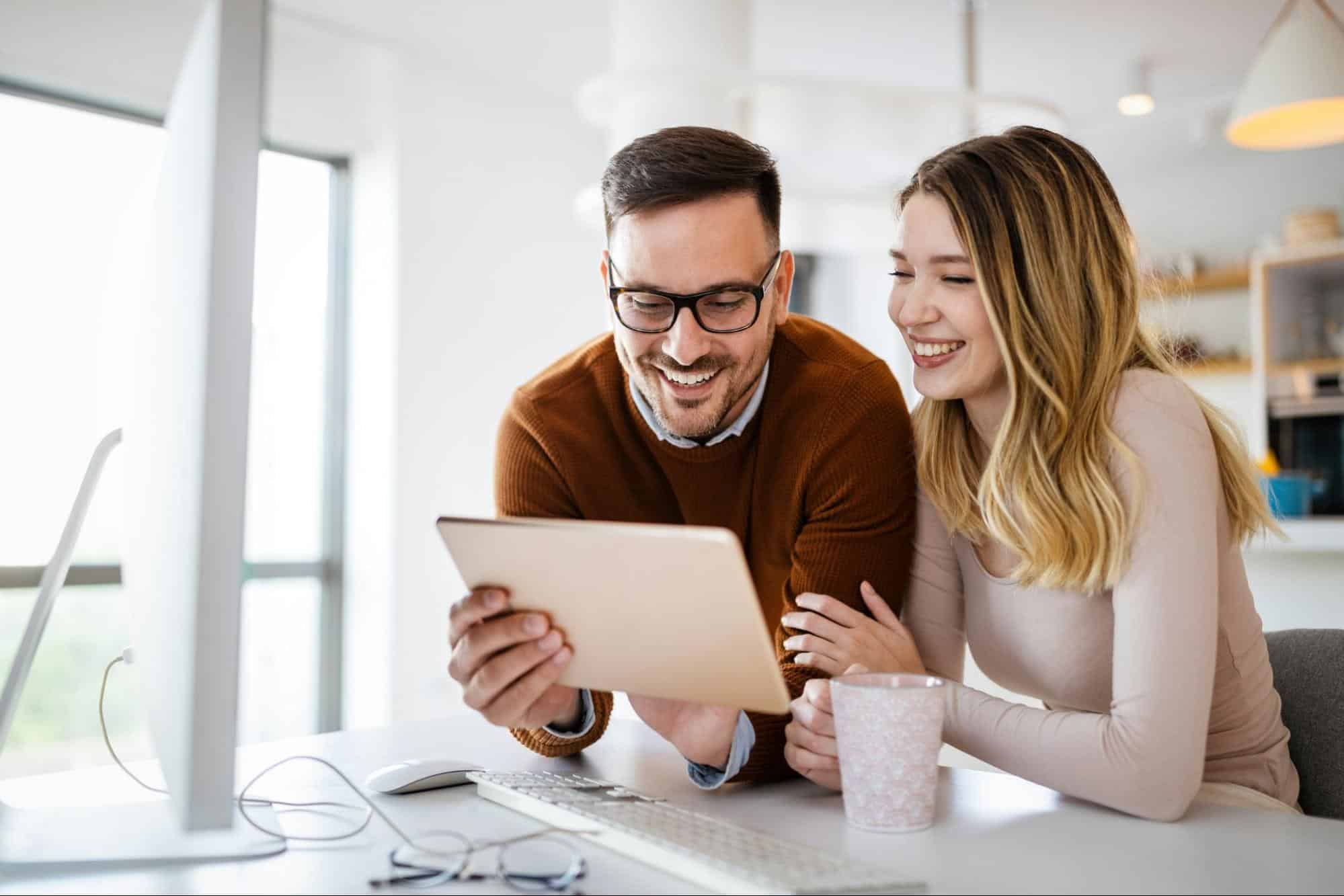 A man and woman working