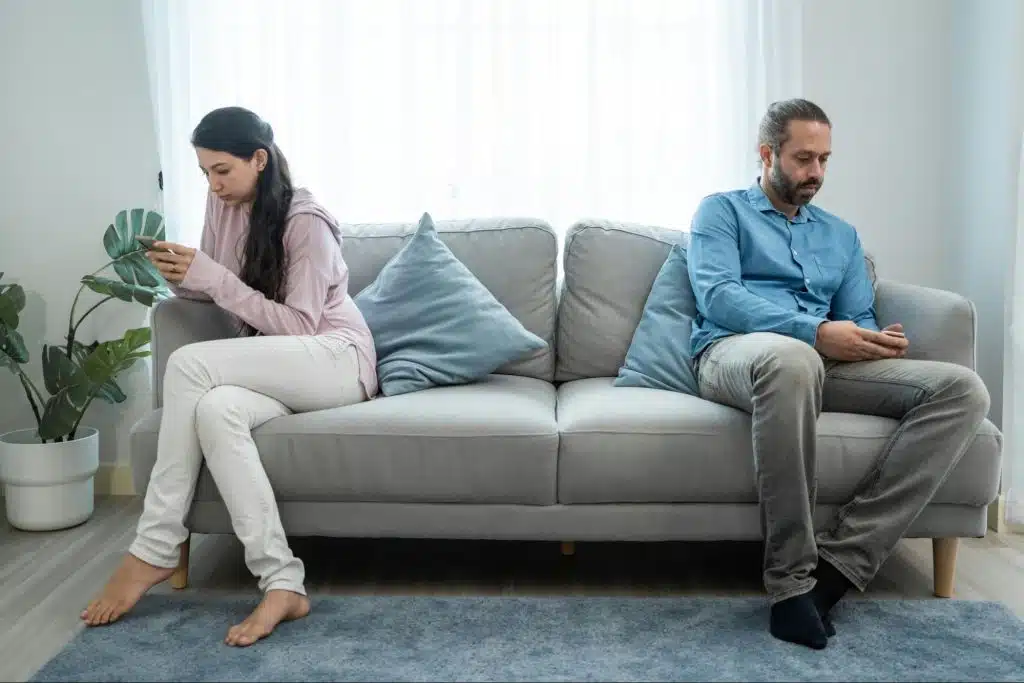 A man and woman not talking to each other