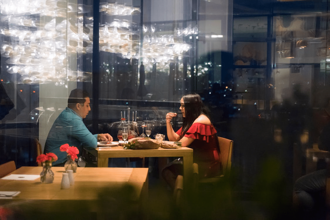 Man and woman having a date in a restaurant
