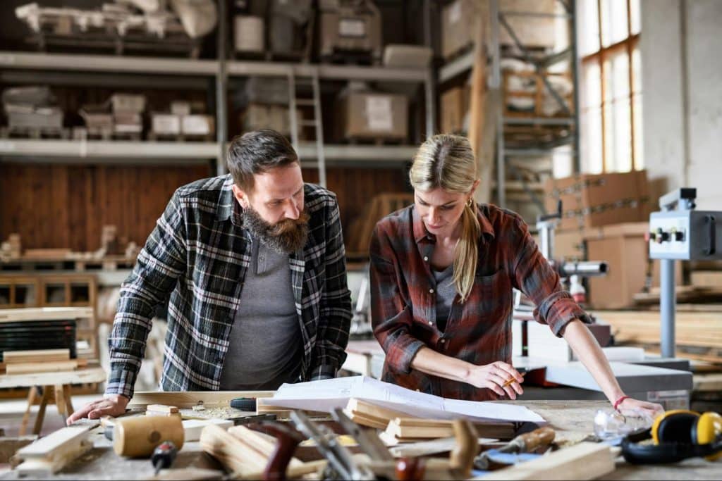 A man and woman planning