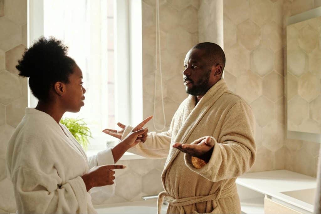 A man and woman arguing
