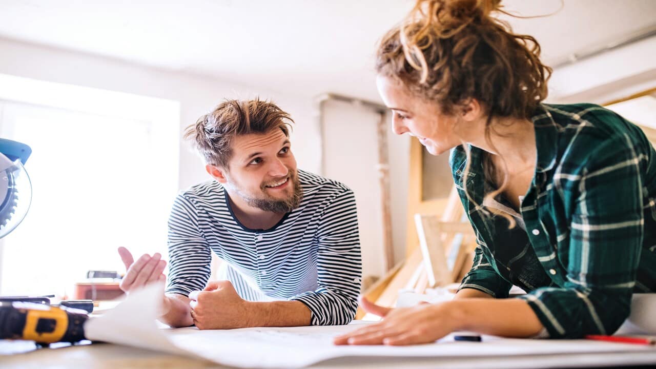 A couple planning their new home together