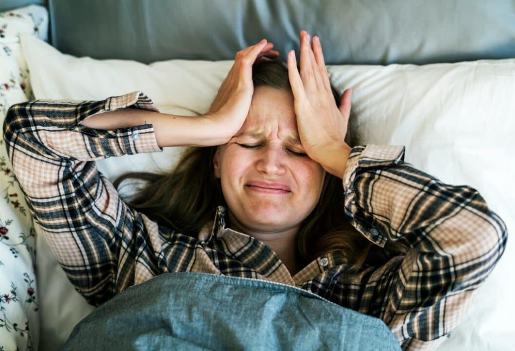 A woman having a hard time sleeping