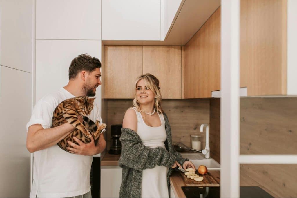 A man and woman talking about  their decision