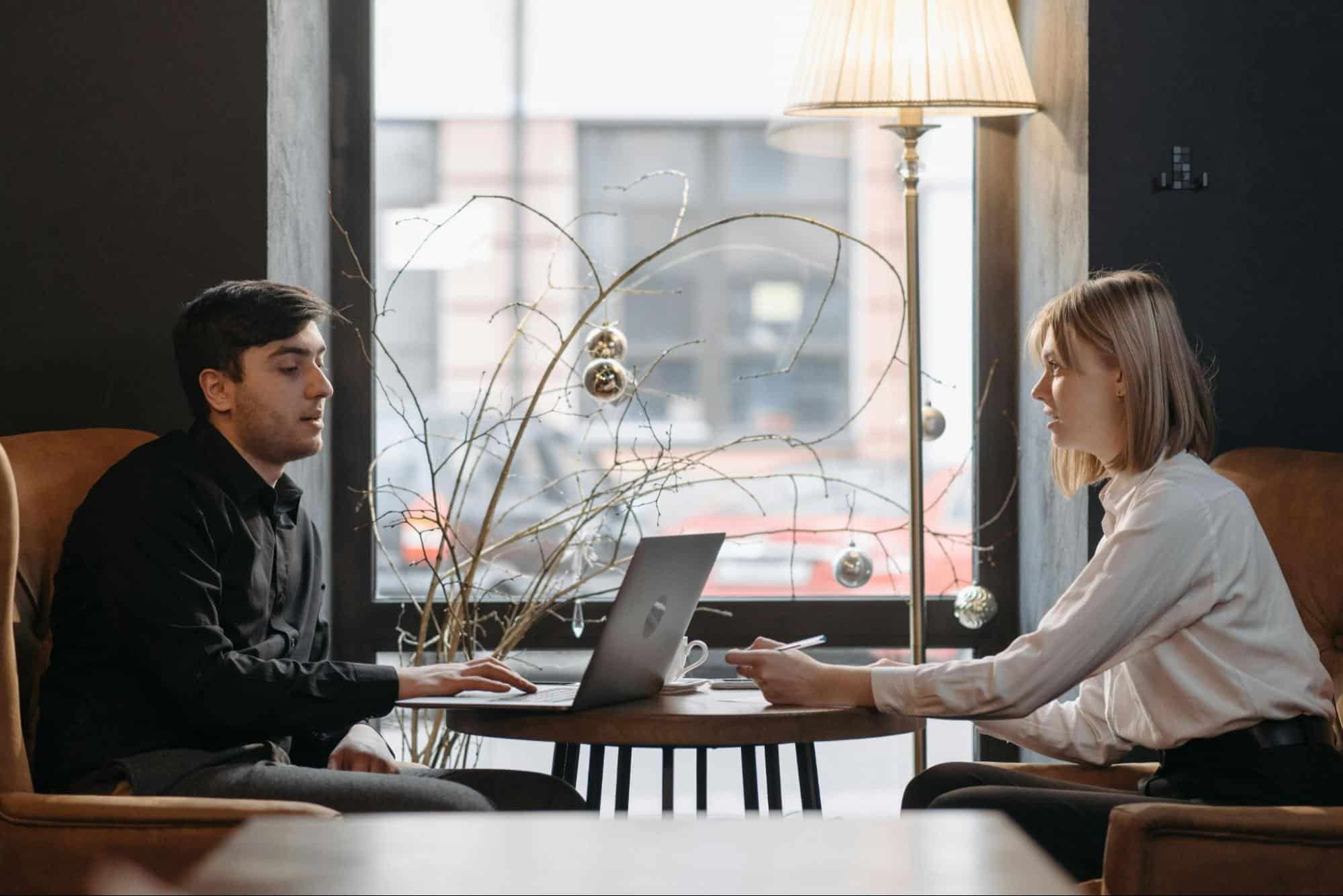 A man and woman having a conversation