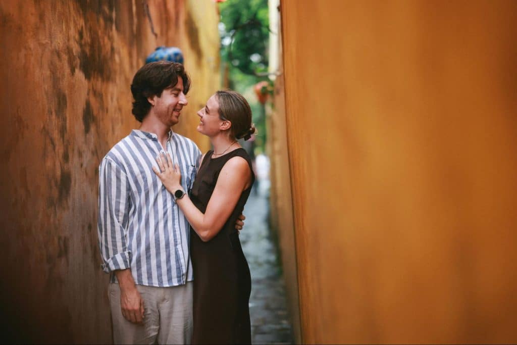 A couple looking at each other
