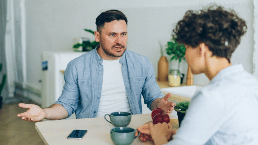 A man berating his wife