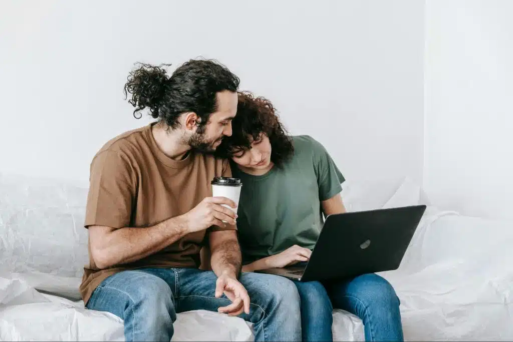 A man and woman close to each other
