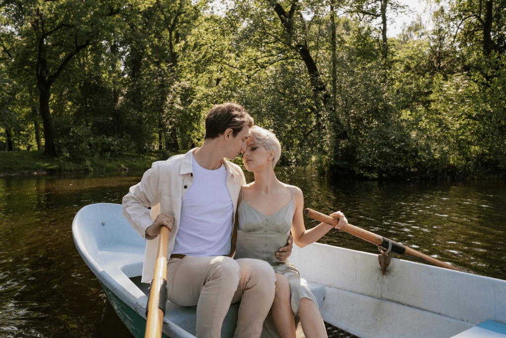 A man and a woman on a date