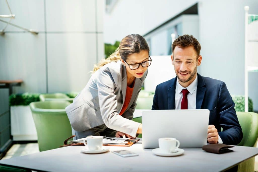A man and woman at work