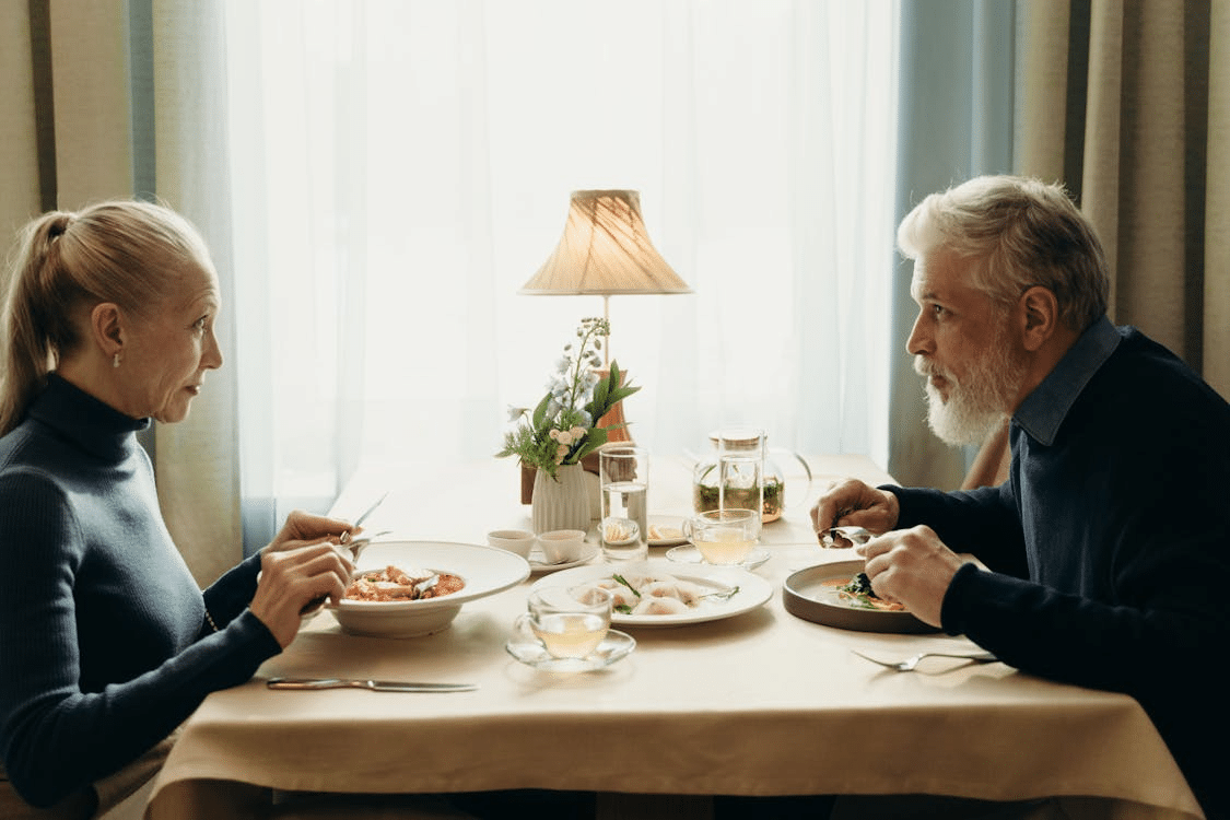 Man and woman having a date in a restaurant