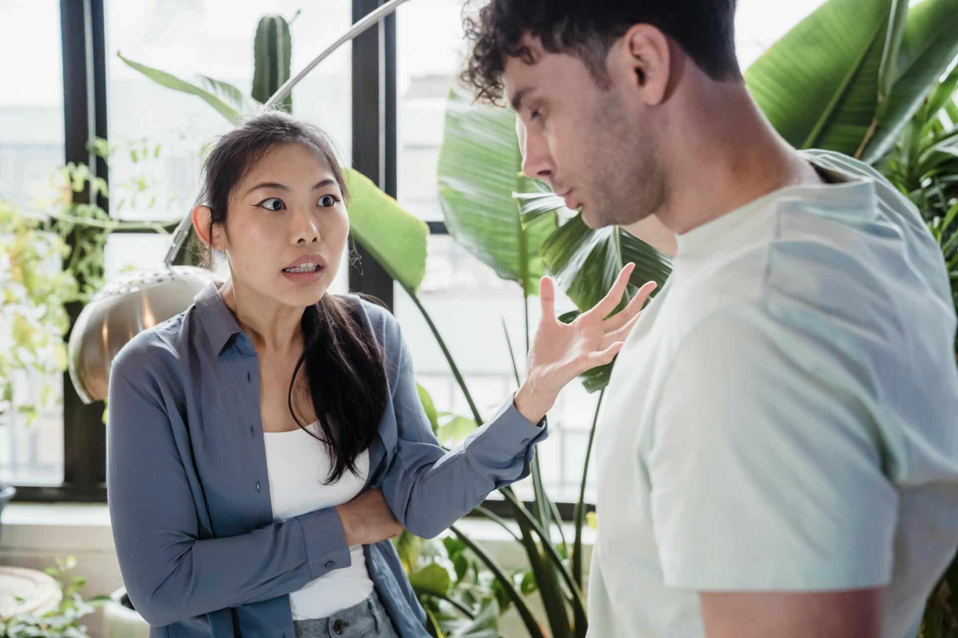 A couple arguing.