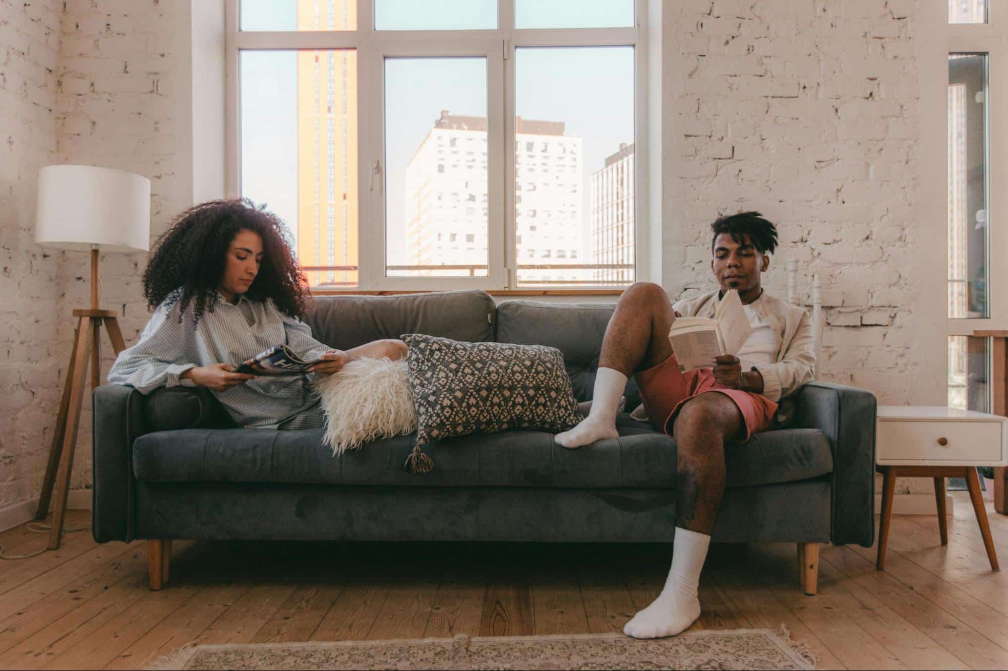 A man and woman at the living room