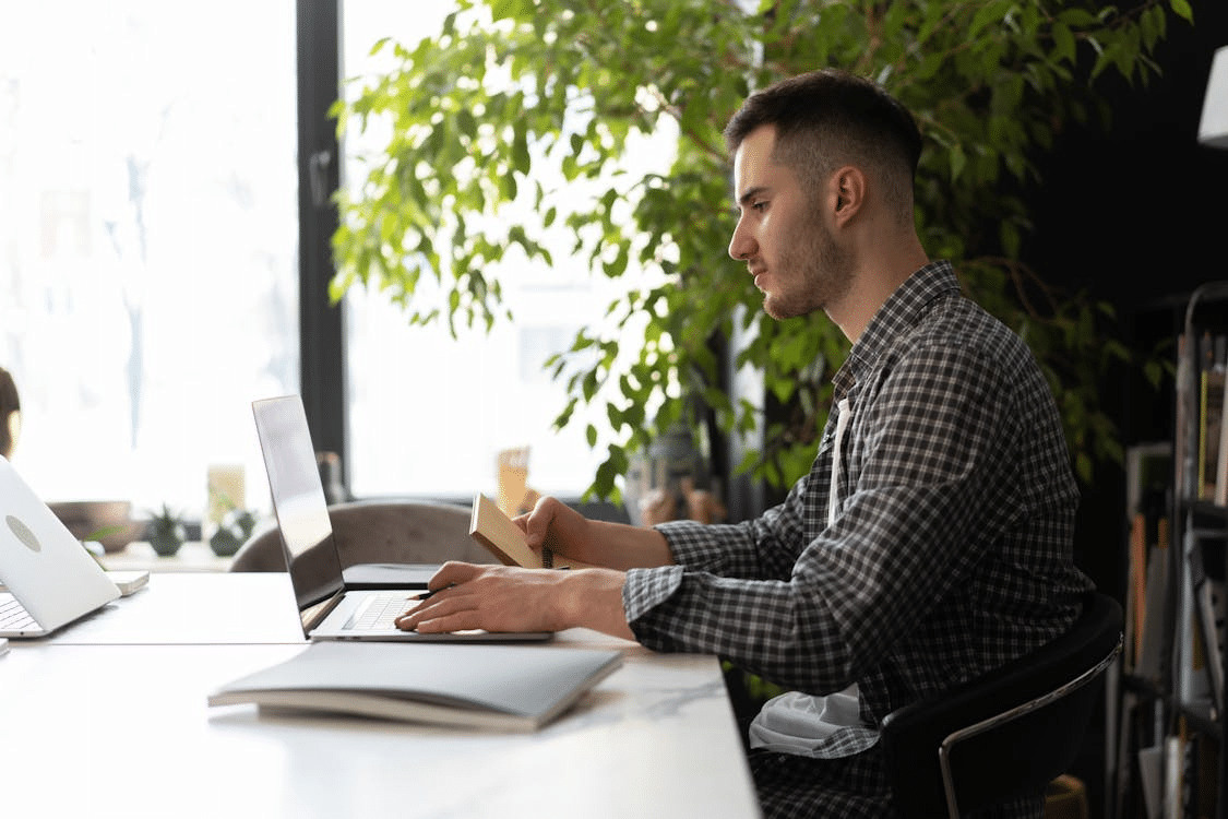A man using a laptop