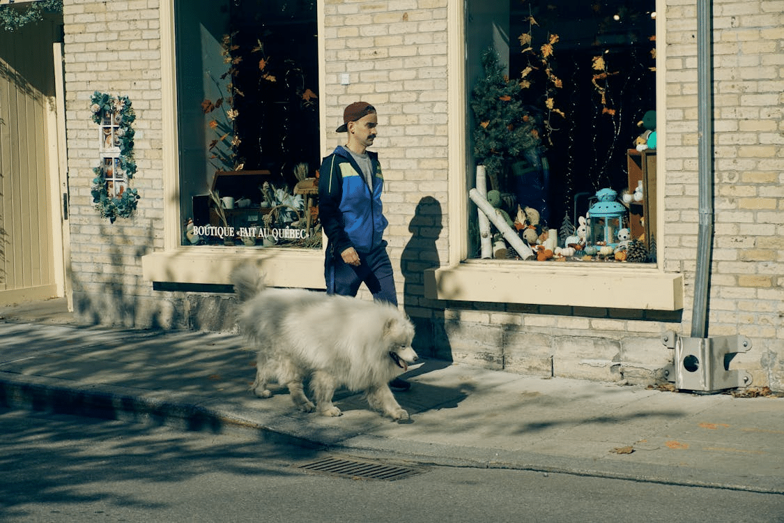 A man with a dog