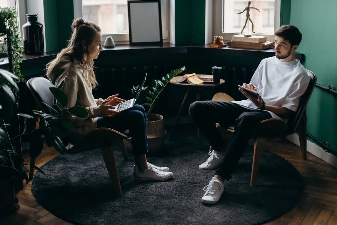 A couple talking