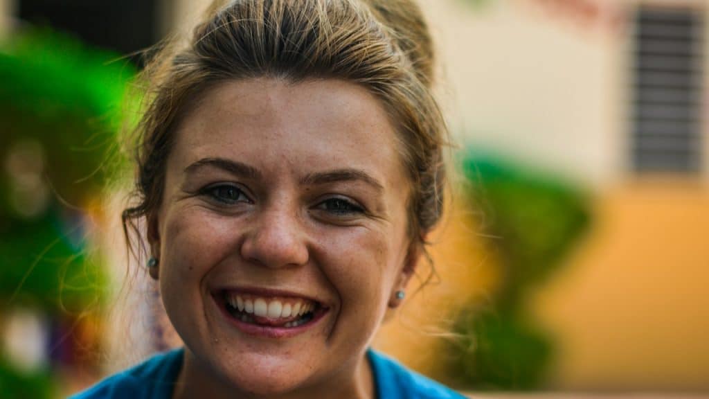 A smiling mature woman.